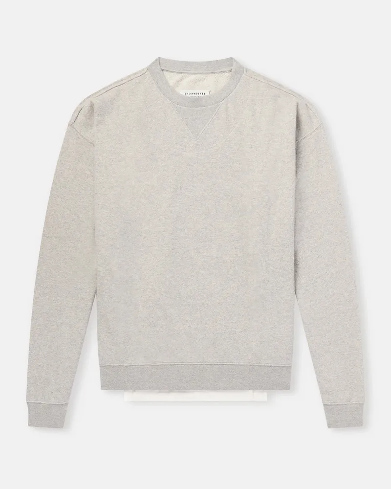 Maison Margiela Double Layered Cotton-Fleece Sweatshirt Gray