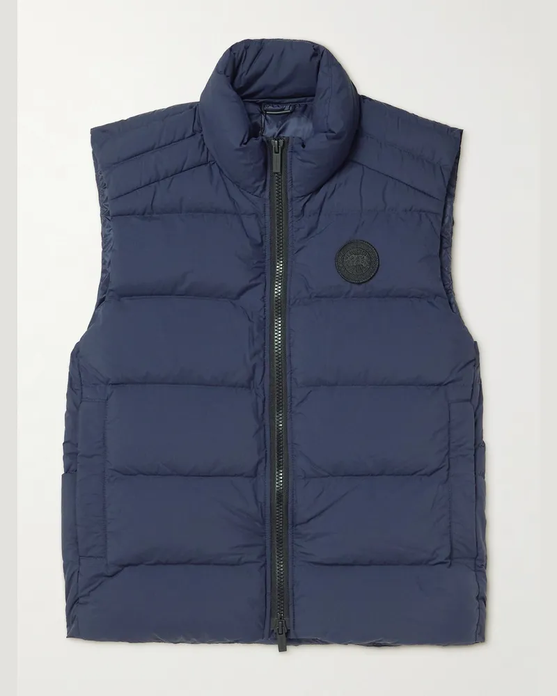 Canada Goose Crofton schmal geschnittene Daunenweste aus gestepptem „EnduraLuxe“-Material mit Logoapplikation Blau