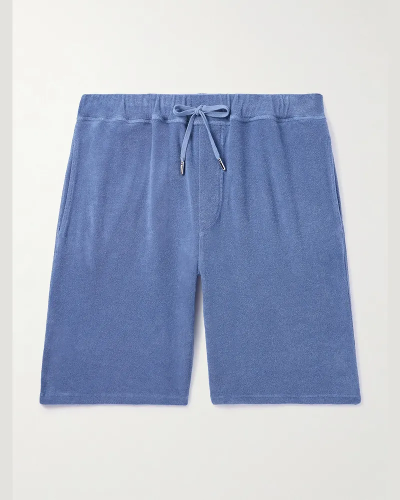 Fedeli Schmal geschnittene Shorts aus Baumwollfrottee mit Kordelzugbund Blau