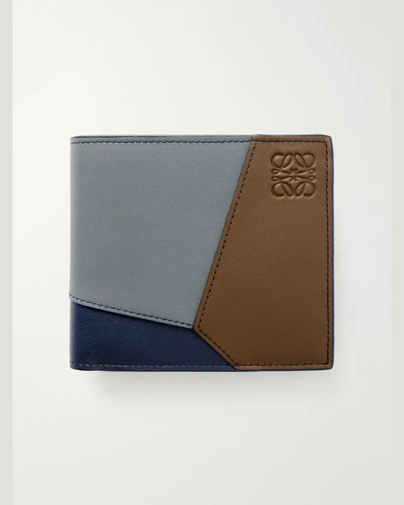 Loewe Puzzle Edge Colour-Block Full-Grain Leather Bifold Wallet Brown