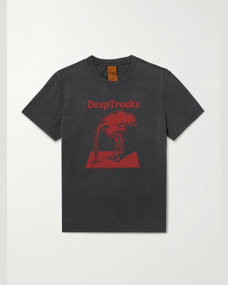 Nudie Jeans Roy T-Shirt aus Biobaumwoll-Jersey mit Print in Stückfärbung Grau