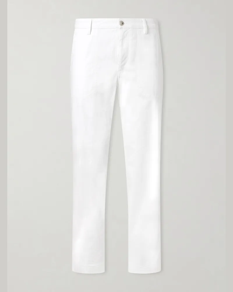 Canali Straight-Leg Cotton-Blend Twill Trousers Neutrals