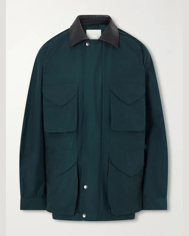 Aimé Leon Dore Leather-Trimmed Cotton-Blend Jacket Green