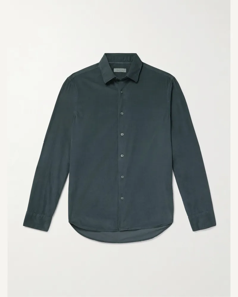 Canali Hemd aus Baumwollcord Grau