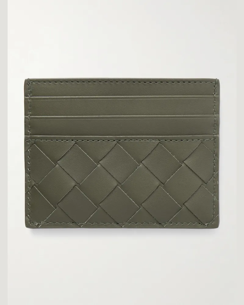 Bottega Veneta Kartenetui aus Intrecciato-Leder Grün