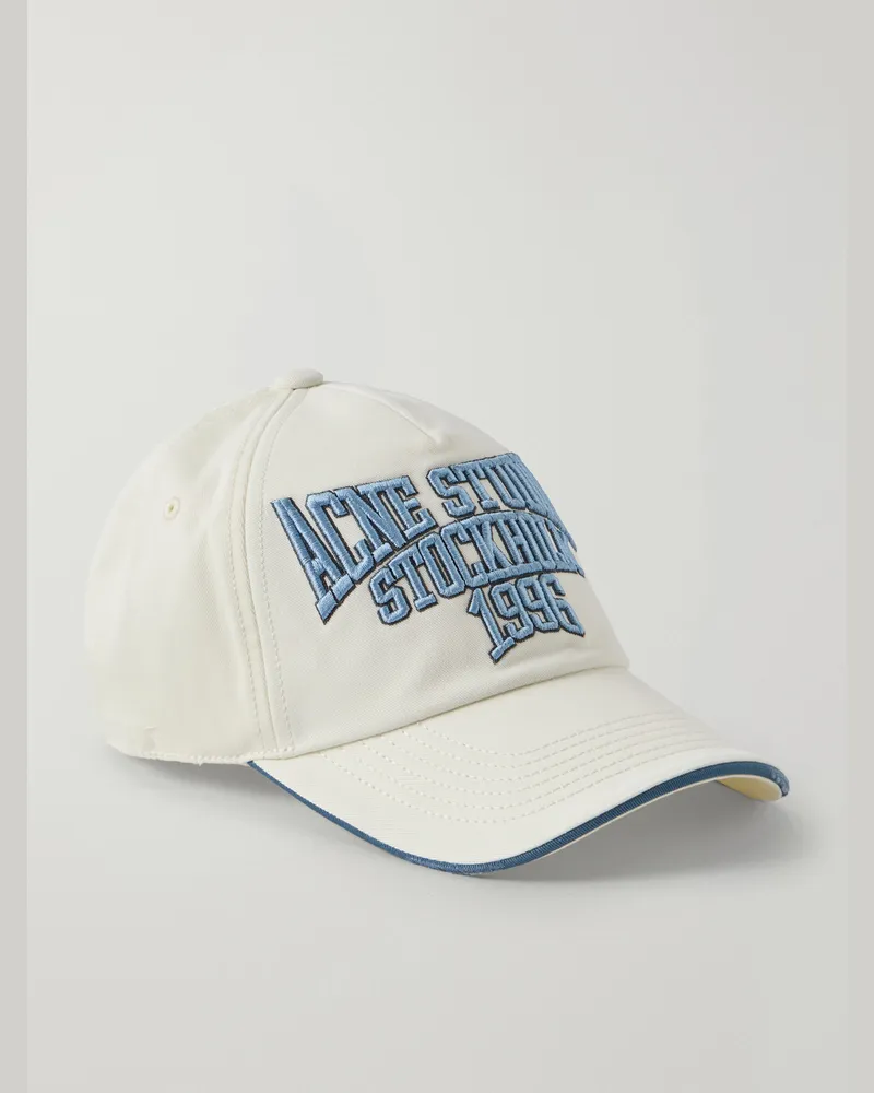 Acne Studios Logo-Embroidered Cotton-Twill Baseball Cap White
