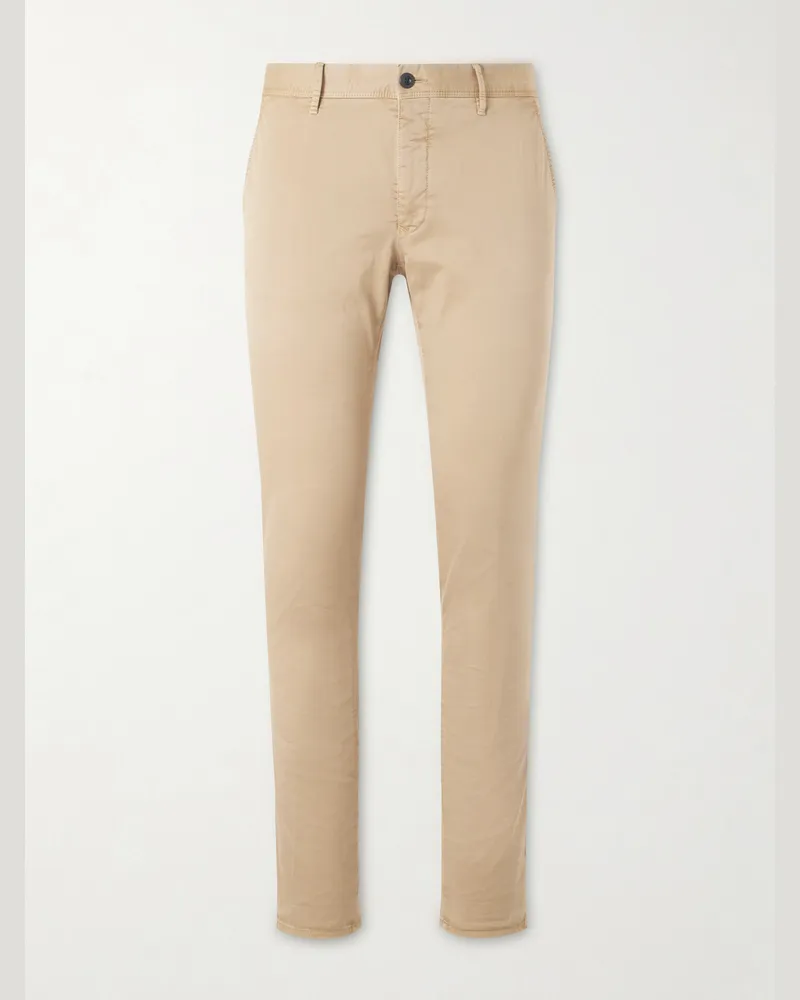 Slowear Slim-Fit Tapered Stretch-Cotton Gabardine Trousers Neutrals