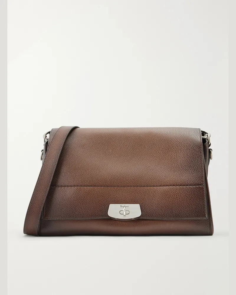 Berluti E'Mio Duo Full-Grained Leather Messenger Bag Brown