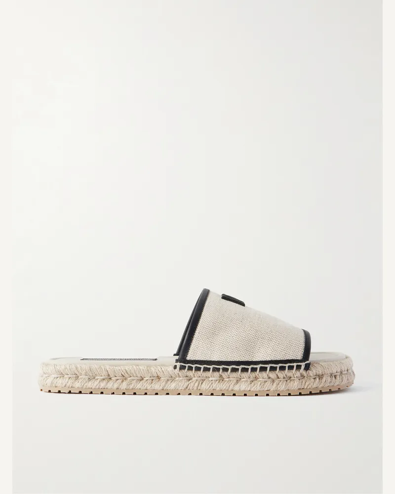 Dolce & Gabbana Espadrilles-Pantoletten aus Canvas und Leder mit Logostickerei Neutral