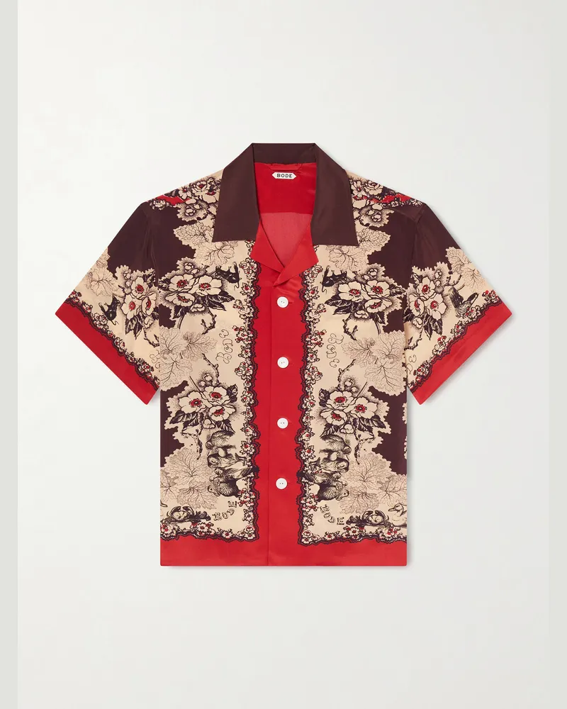 BODE Storybook Hemd aus Seide mit Print und Reverskragen Rot