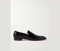 Dandelion Grosgrain-Trimmed Patent-Leather Loafers