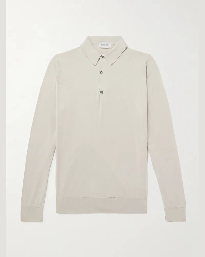 John Smedley Bradwell schmal geschnittener Pullover aus Sea-Island-Baumwolle mit Polokragen Neutral