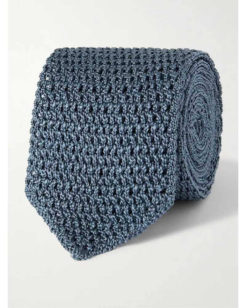 Tom Ford Krawatte aus Seidenstrick, 7 cm Blau