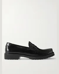 Saint Laurent Le Loafer Monogram Pennyloafers aus Leder mit Logoapplikation Schwarz