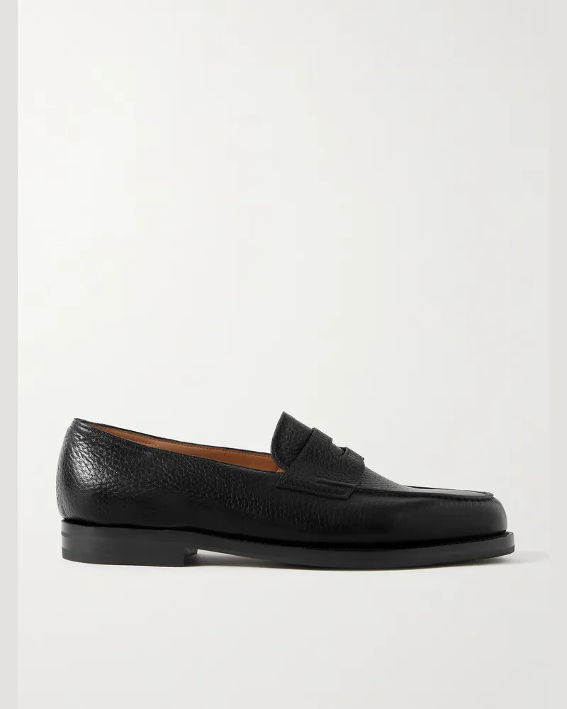 John Lobb Lopez Pennyloafers aus vollnarbigem Leder Schwarz