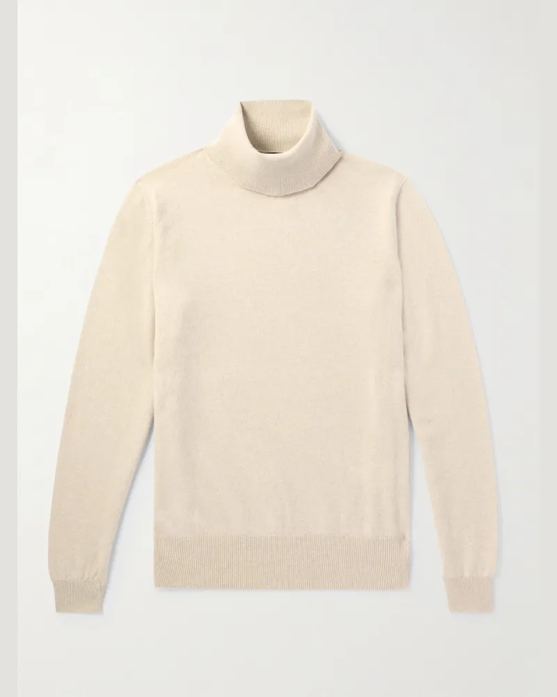 Loro Piana Schmal geschnittener Rollkragenpullover aus Baby-Kaschmir Neutral