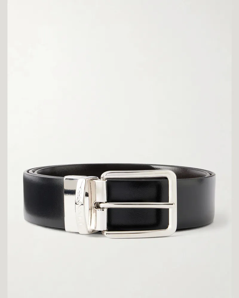 Canali 3.5cm Reversible Leather Belt Black