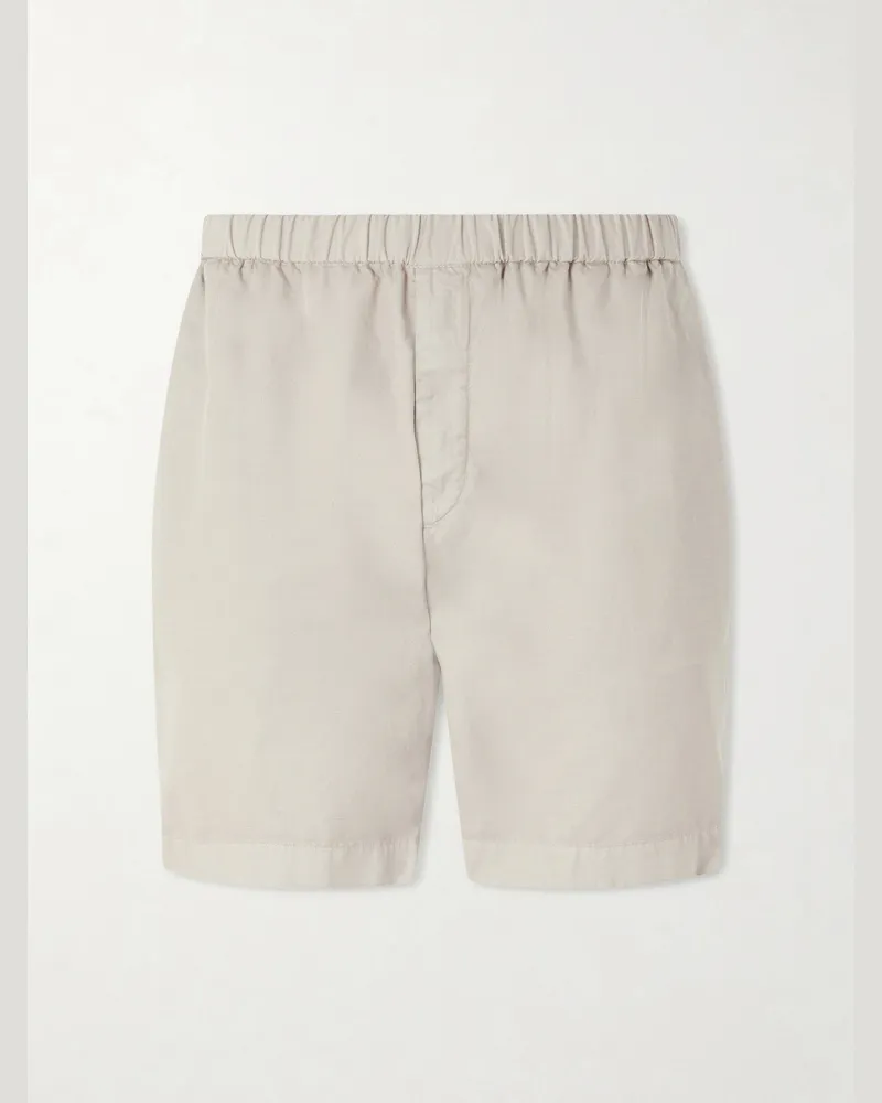Boglioli Straight-Leg Cotton-Blend Twill Shorts Neutrals