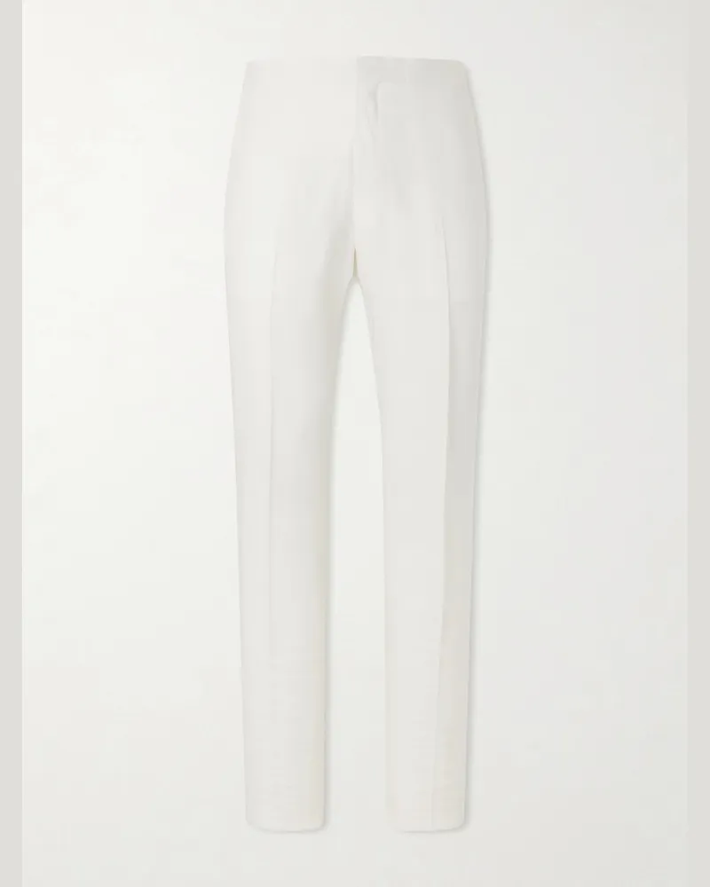 Ermenegildo Zegna Straight-Leg Linen-Twill Trousers Neutrals