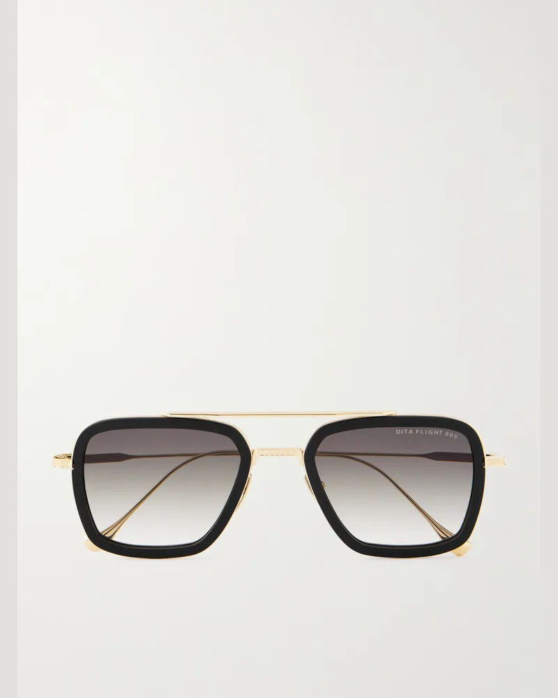 DITA Goldfarbene Pilotensonnenbrille mit Details aus Azetat Gold
