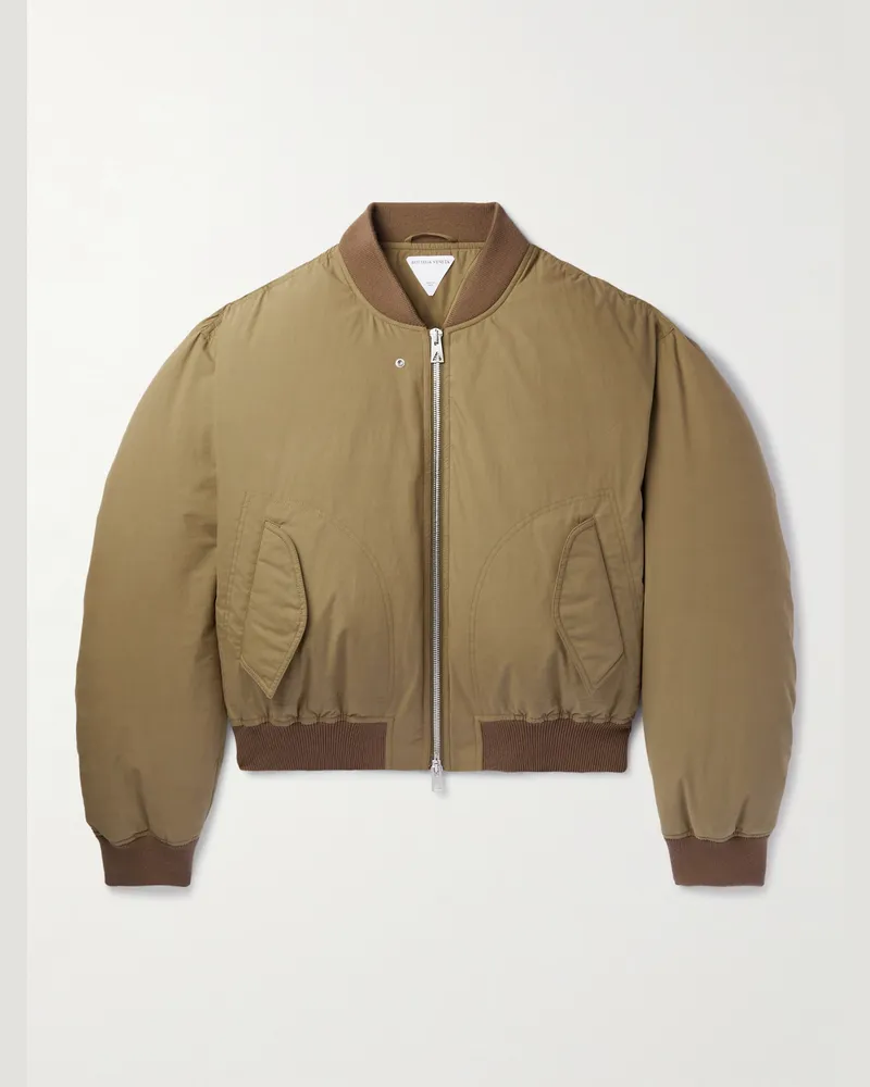 Bottega Veneta Bomberjacke aus „Frosted“-Baumwollpopeline mit Daunenfüllung Grün