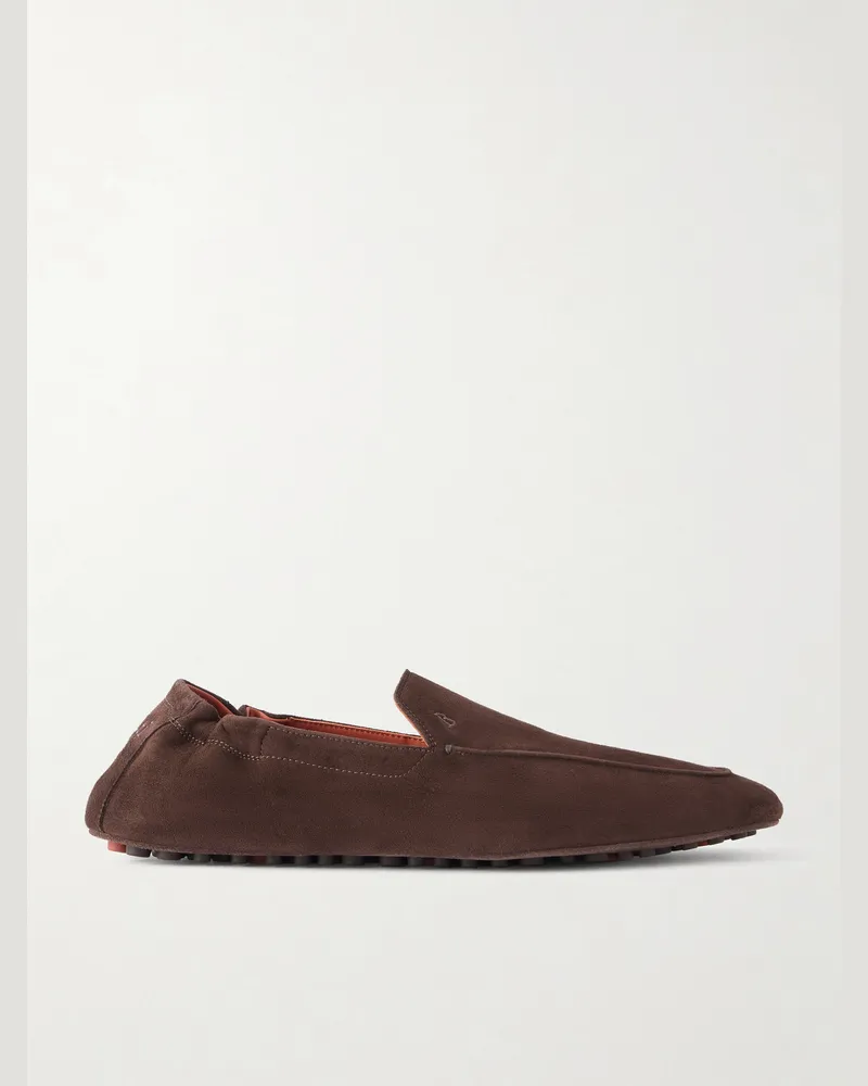 Berluti Far Niente Suede Driving Shoes Brown