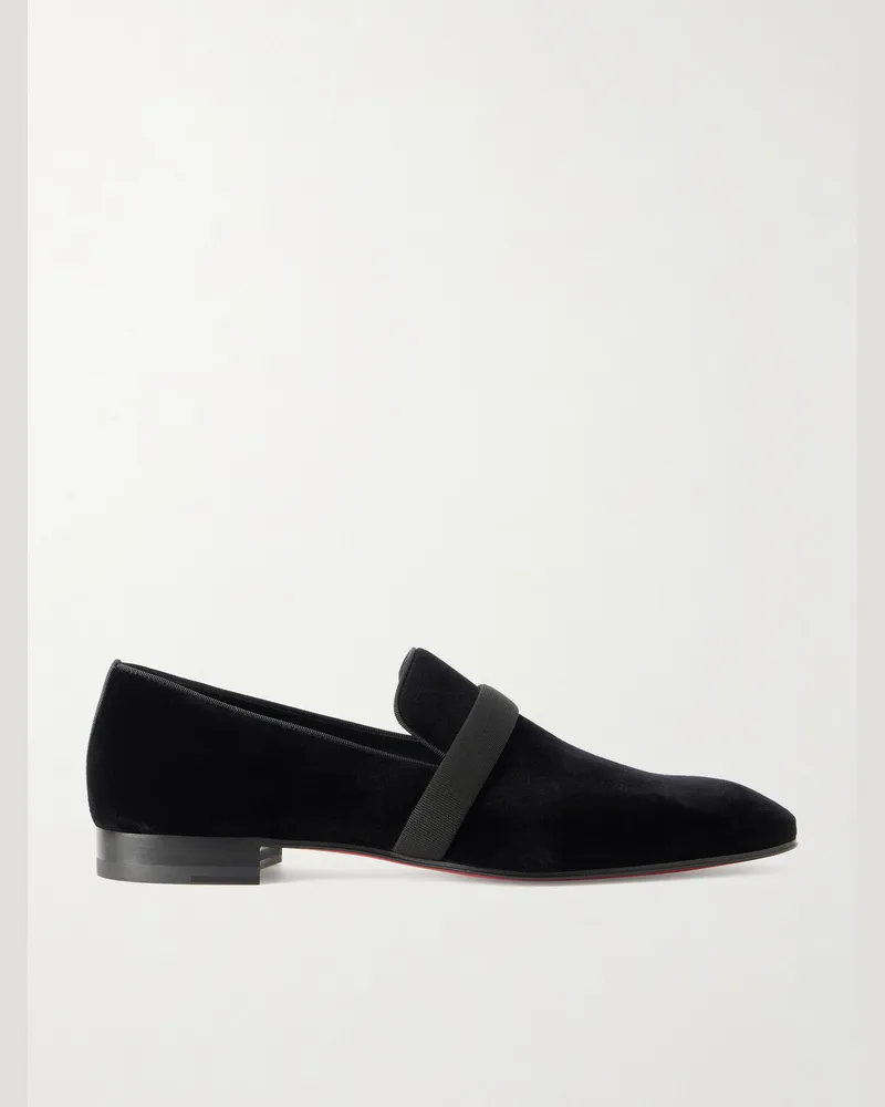 Christian Louboutin Dandydeco Grosgrain-Trimmed Velour Loafers Black