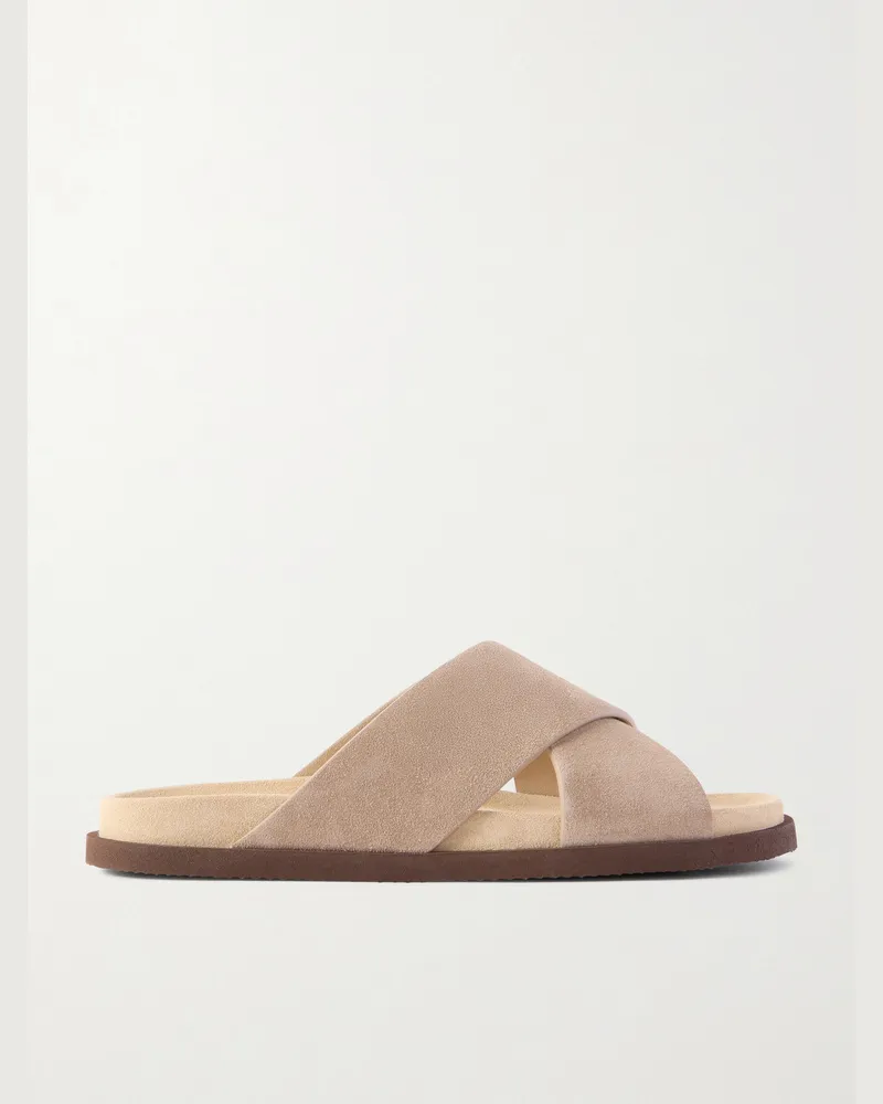 Brunello Cucinelli Suede Slides Brown