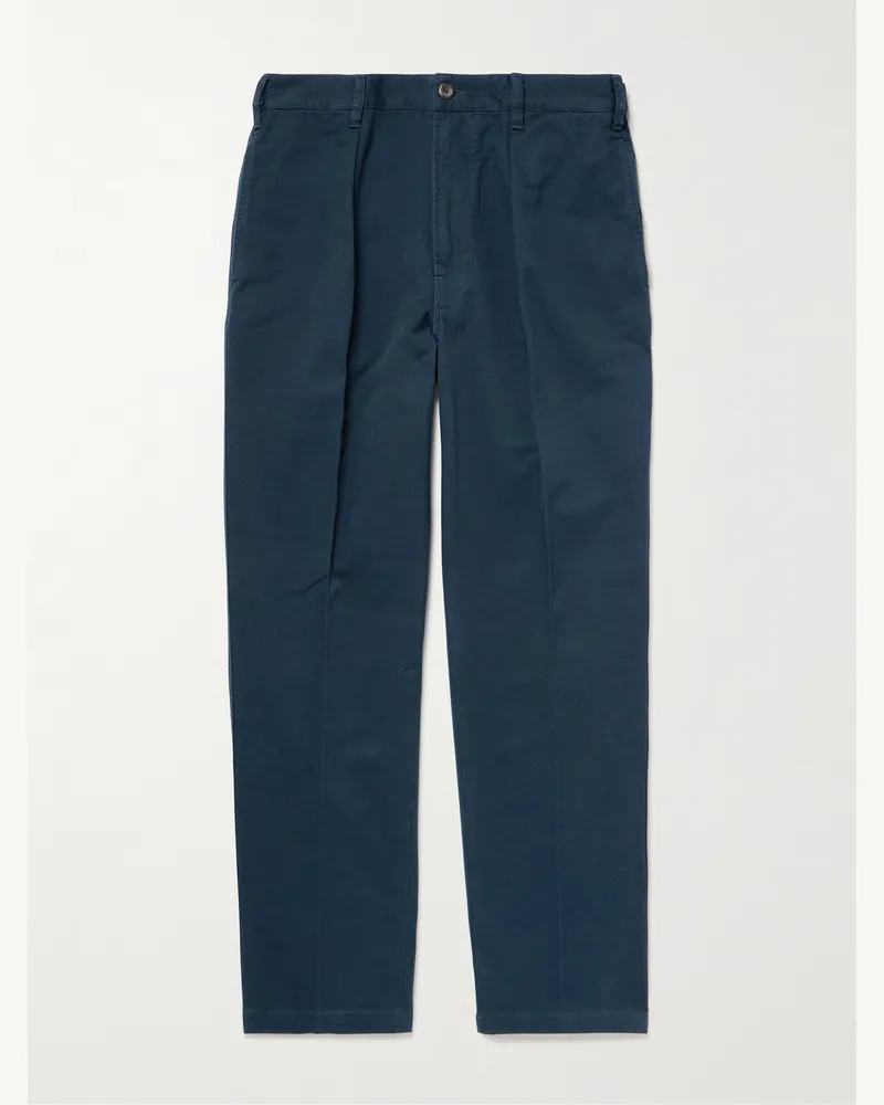 Drake's Mk. I Games schmal zulaufende Anzughose aus Baumwoll-Twill mit Falten Blau