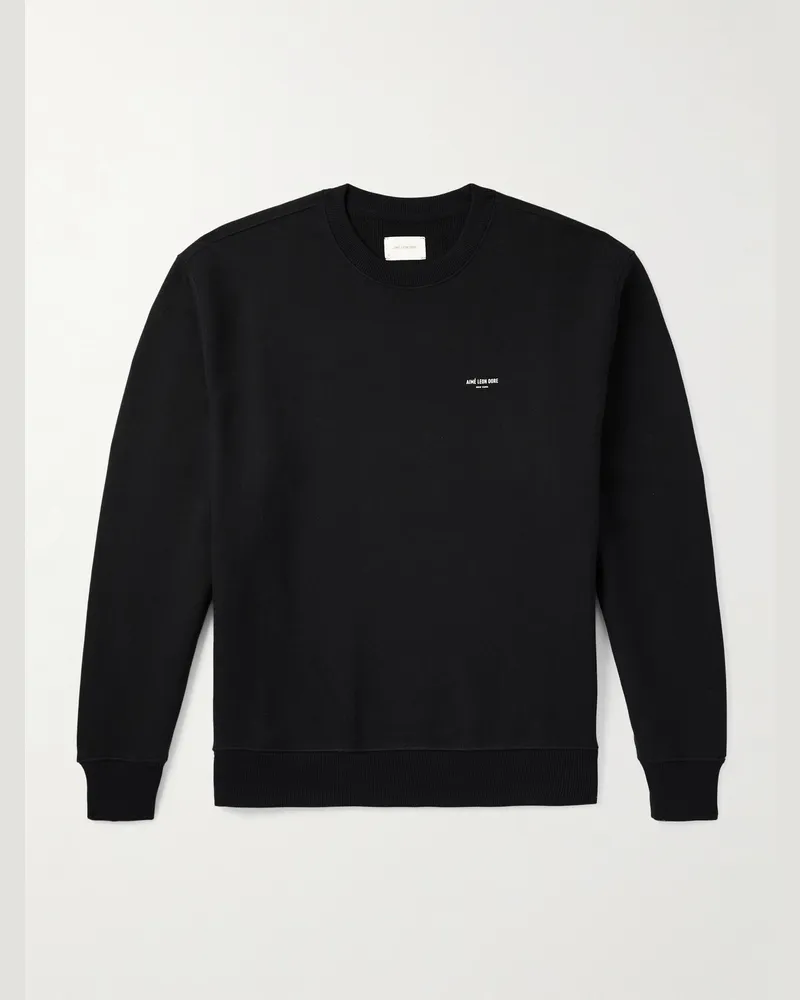 Aimé Leon Dore Sweatshirt aus Baumwoll-Jersey mit Logoprint Schwarz