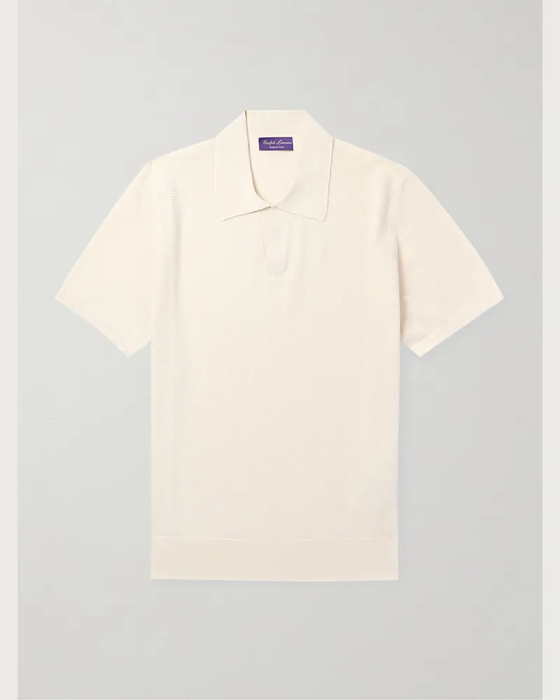 Ralph Lauren Johnny Polohemd aus Piqué aus einer Seiden-Baumwollmischung Neutral
