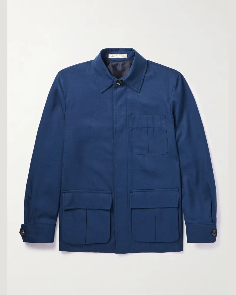 Umit Benan Explorer Hemdjacke aus Flammgarn aus Leinen Blau