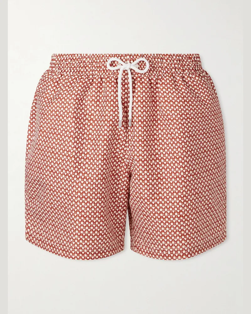 Derek Rose Tropez gerade geschnittene mittellange Badeshorts mit Print Rot