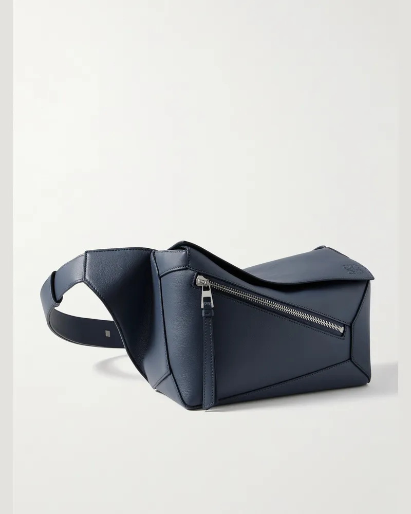 Loewe Puzzle Edge kleine Gürteltasche aus Leder Blau