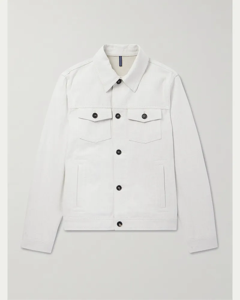 Incotex Venezia 1951 schmal geschnittene Jacke aus Twill aus einer Baumwoll-Leinenmischung Neutral
