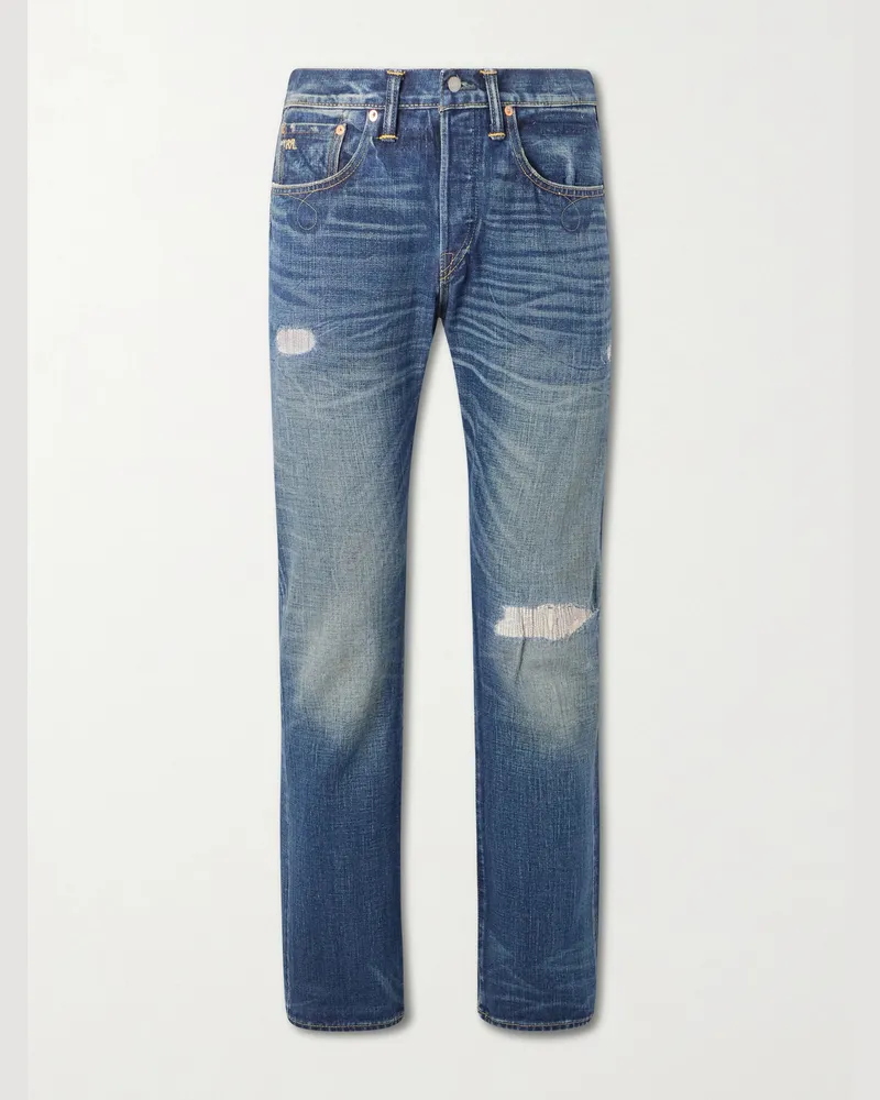 RRL Ausgestellte Jeans in Distressed-Optik Blau