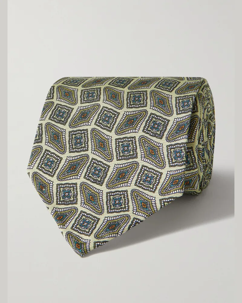 De Petrillo Krawatte aus Seiden-Jacquard, 8 cm Grün