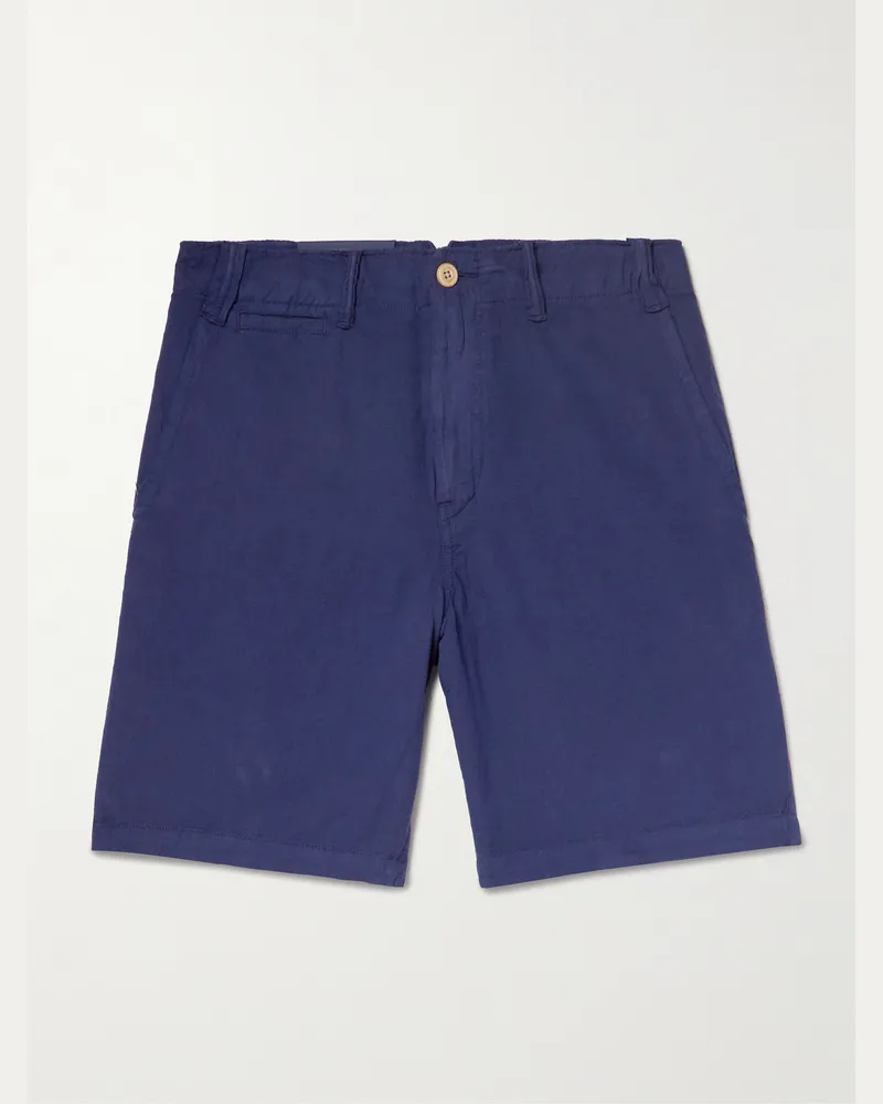 Ralph Lauren Gerade geschnittene Shorts aus einer Baumwoll-Leinenmischung Blau