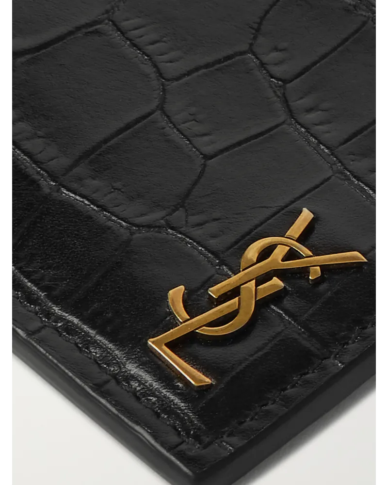 Saint Laurent Logo Appliqued Croc Effect Leather Cardholder bei MyBestBrands shoppen