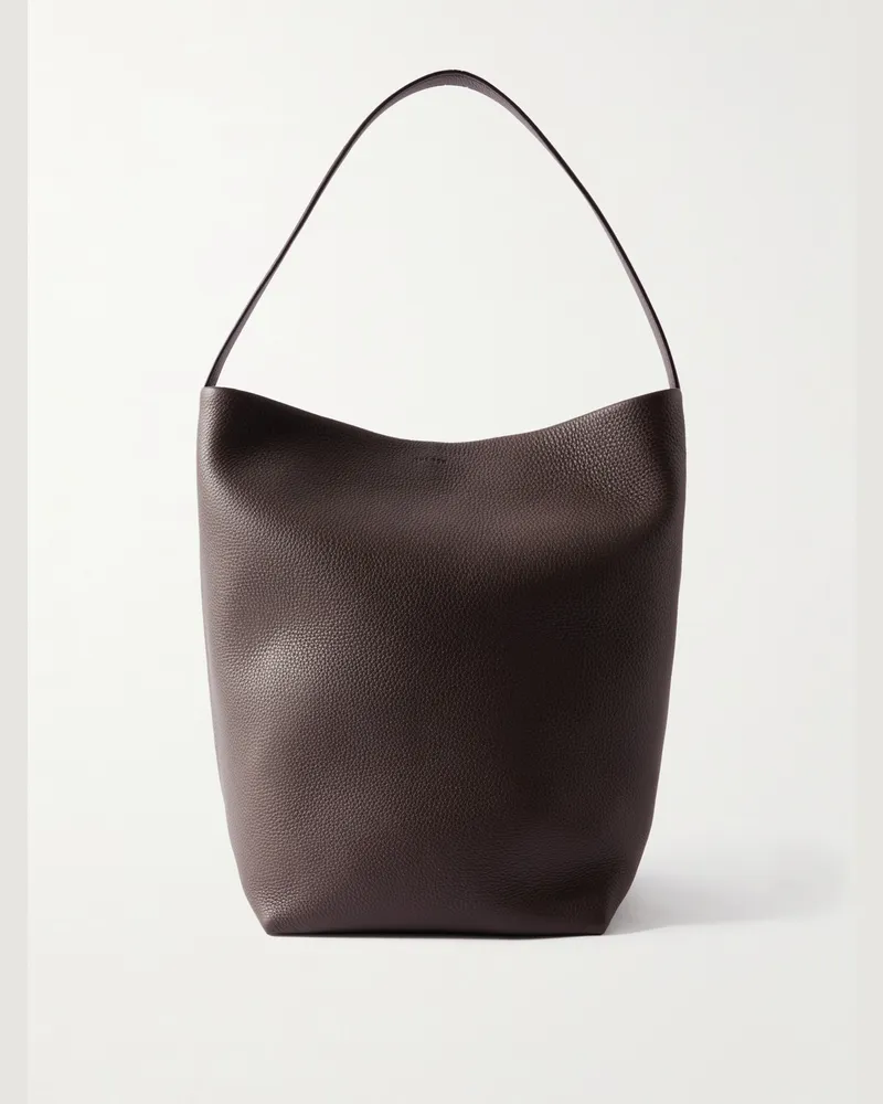 The Row Große Tote aus vollnarbigem Leder Braun