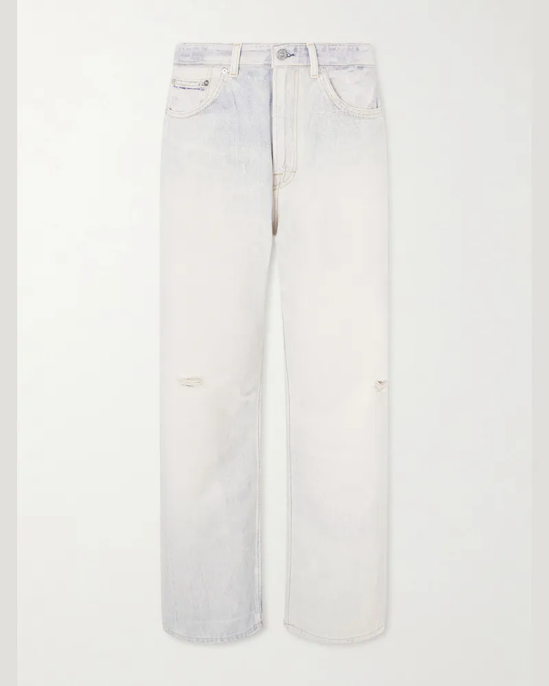 Our Legacy Third Cut Straight-Leg Distressed Printed Jeans Neutrals