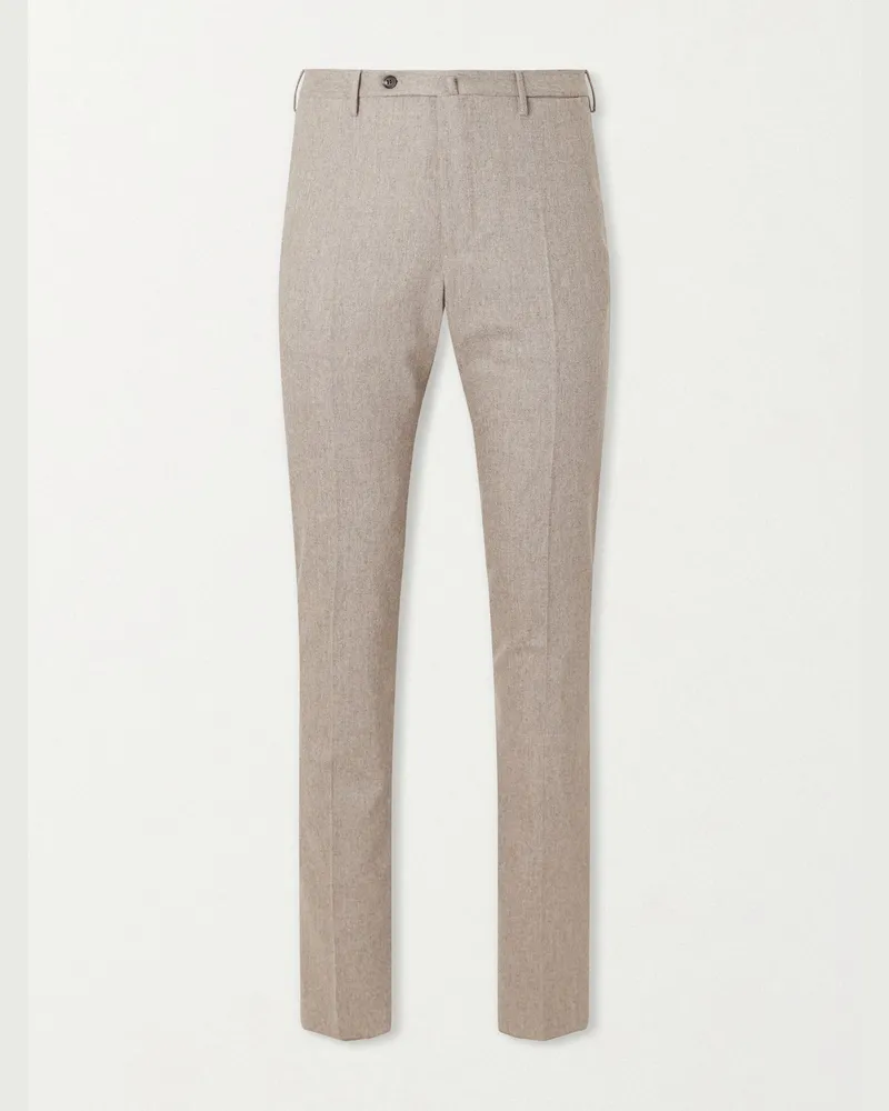 Slowear Straight-Leg Wool-Blend Flannel Trousers Neutrals