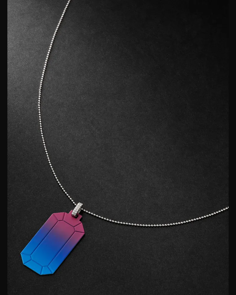 EÉRA Tokyo 18-Karat White Gold Diamond Pendant Necklace Blue