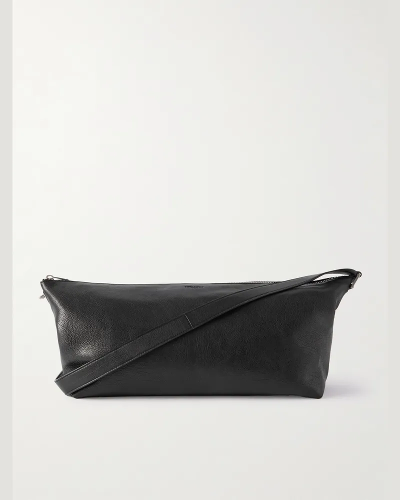 Saint Laurent Umhängetasche aus vollnarbigem Leder Schwarz