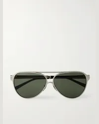 Saint Laurent Silberfarbene Pilotensonnenbrille Silber