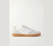 Colour-Block Suede and Leather Sneakers