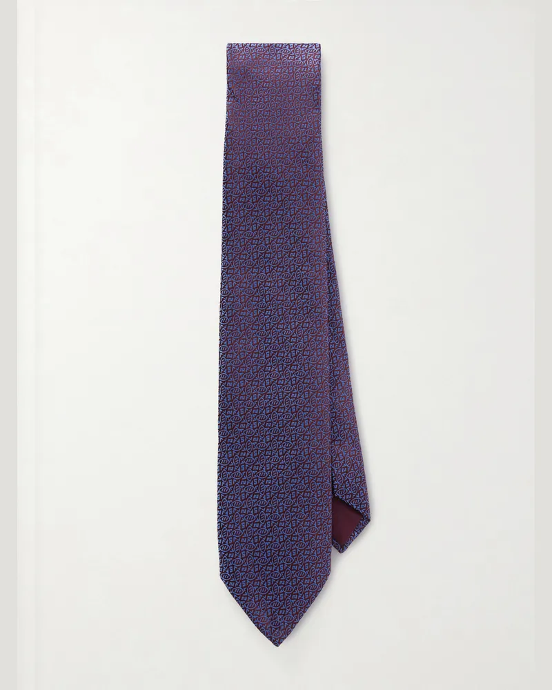 Charvet 8.5cm Silk-Jacquard Tie Blue