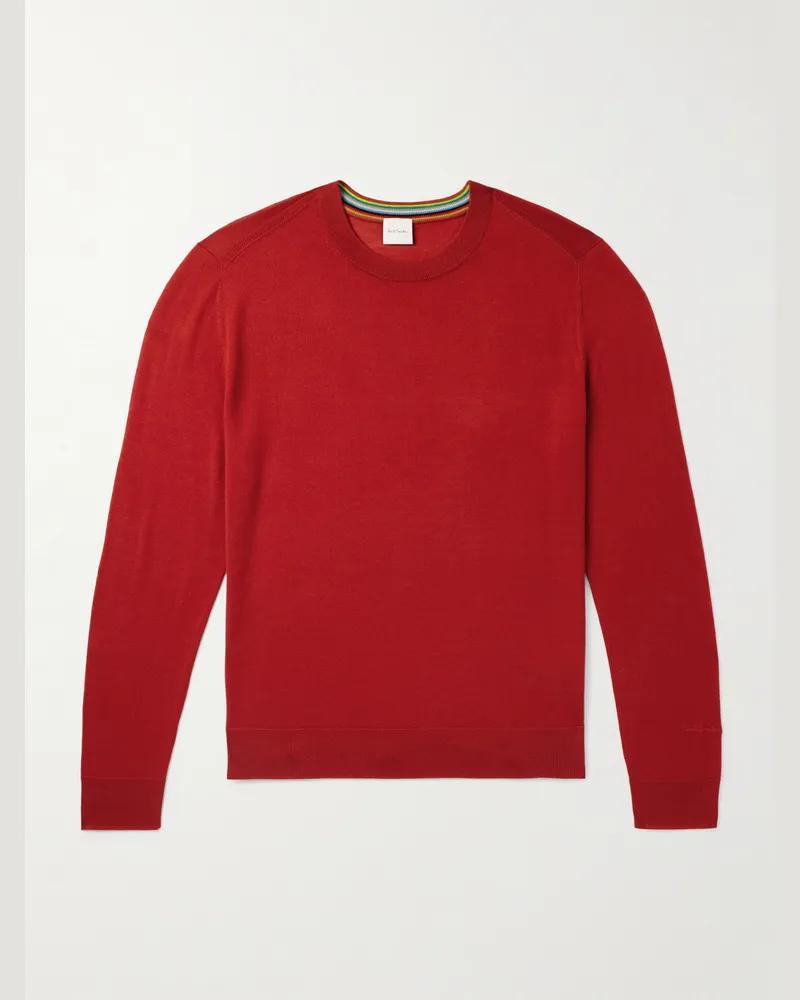 Paul Smith Pullover aus Merinowolle mit Logostickerei Rot