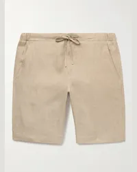 Loro Piana Gerade geschnittene Bermudashorts aus Leinen mit Kordelzugbund Neutral