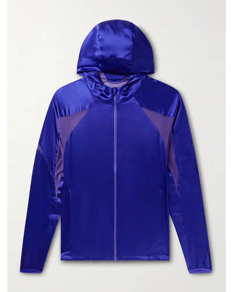 Post Archive Faction 5.0+ Kapuzenjacke aus Seidensatin mit Mesh-Einsätzen Blau